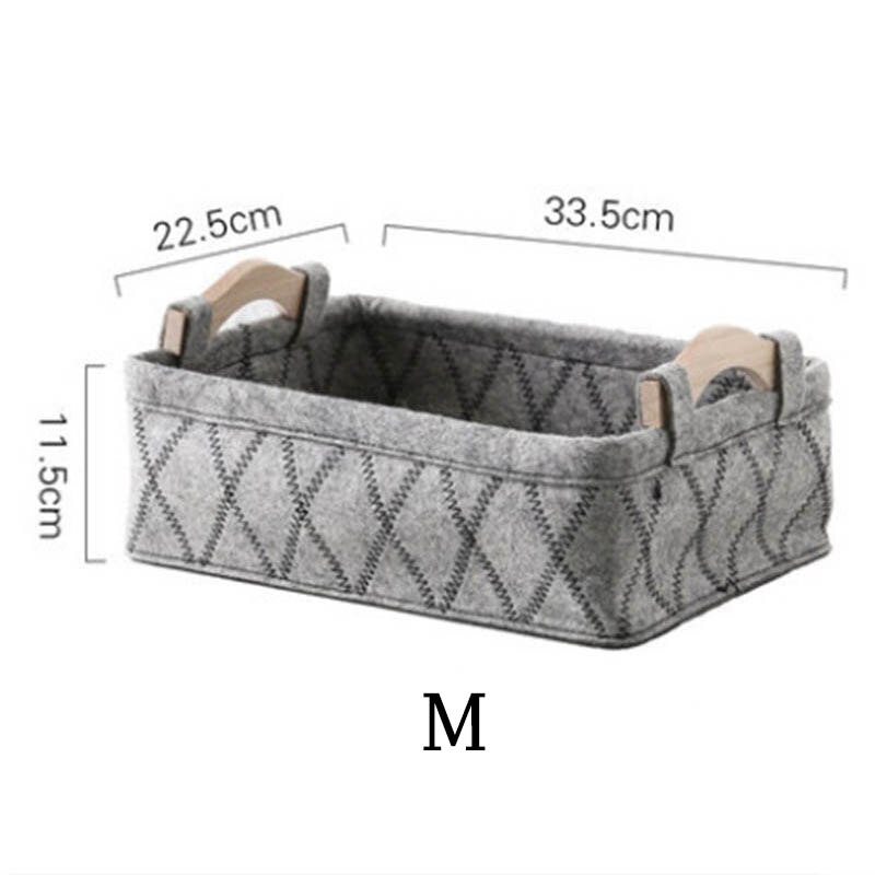 Inklapbare Opslag Bakken Opvouwbare Vilt Opslag Wasmand Organizer Carry Houten Handvat Doeken Speelgoed Dozen Containers: LighGrey - M