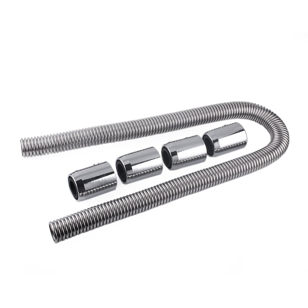 Universal Flexible Car Stainless Steel Radiator Flex Coolant Water Hose Kit With Caps Radiator Cover Anti-corrosion RS-RC001-125: Default Title