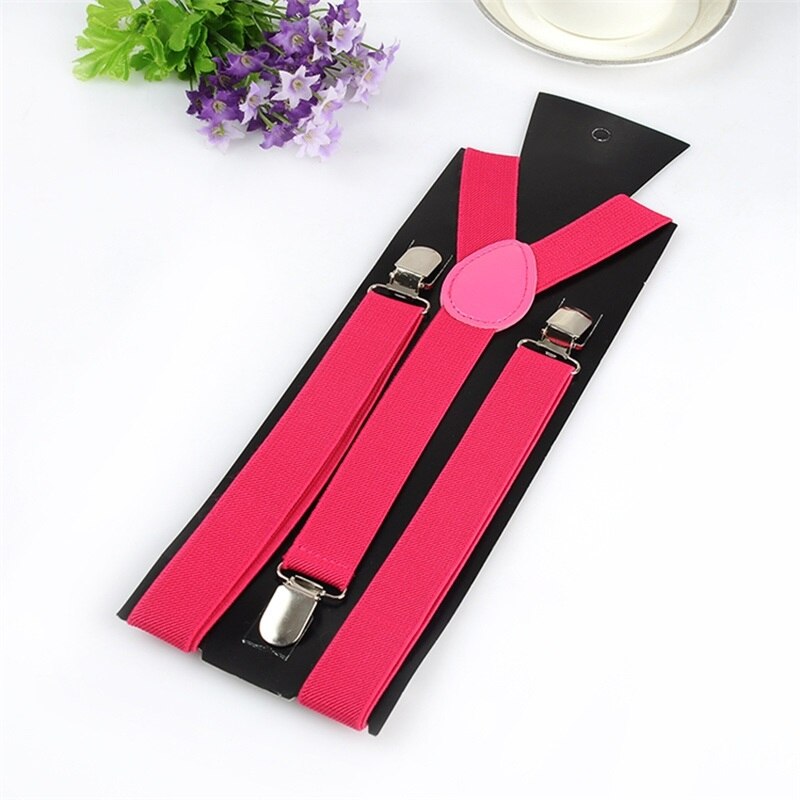 Vrouwen Mannen Verstelbare Vorm Elastische Clip-On Jarretelle Drie Clip Broek Bretels Bruiloft Strap Party Riem Mode Accessoires: Rose Red