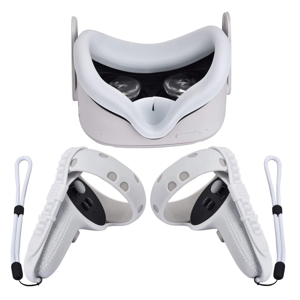 VR Silicone Accessory Kit With Lens Cover Controller Cover For Oculus Quest 2 Eye Pad Touch Grips Hand Strap