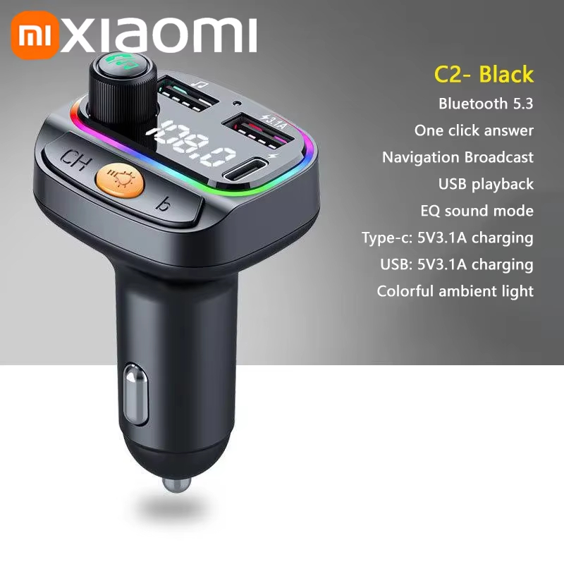 Xiaomi FM Sender Bluetooth 5.3 Freisprecheinrichtung Auto AUX Radio Modulator MP3 Player mit Schnellladeadapter Autozubehör