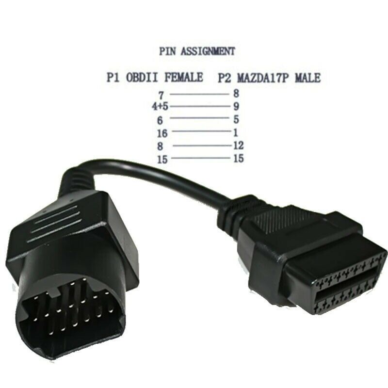 Voor MAZDA 17 Pin 17Pin Male naar 16 Pin 16Pin Vrouwelijke Auto OBD OBD2 OBDII DLC Diagnostic Tool Adapter Converter kabel Voor Mazda