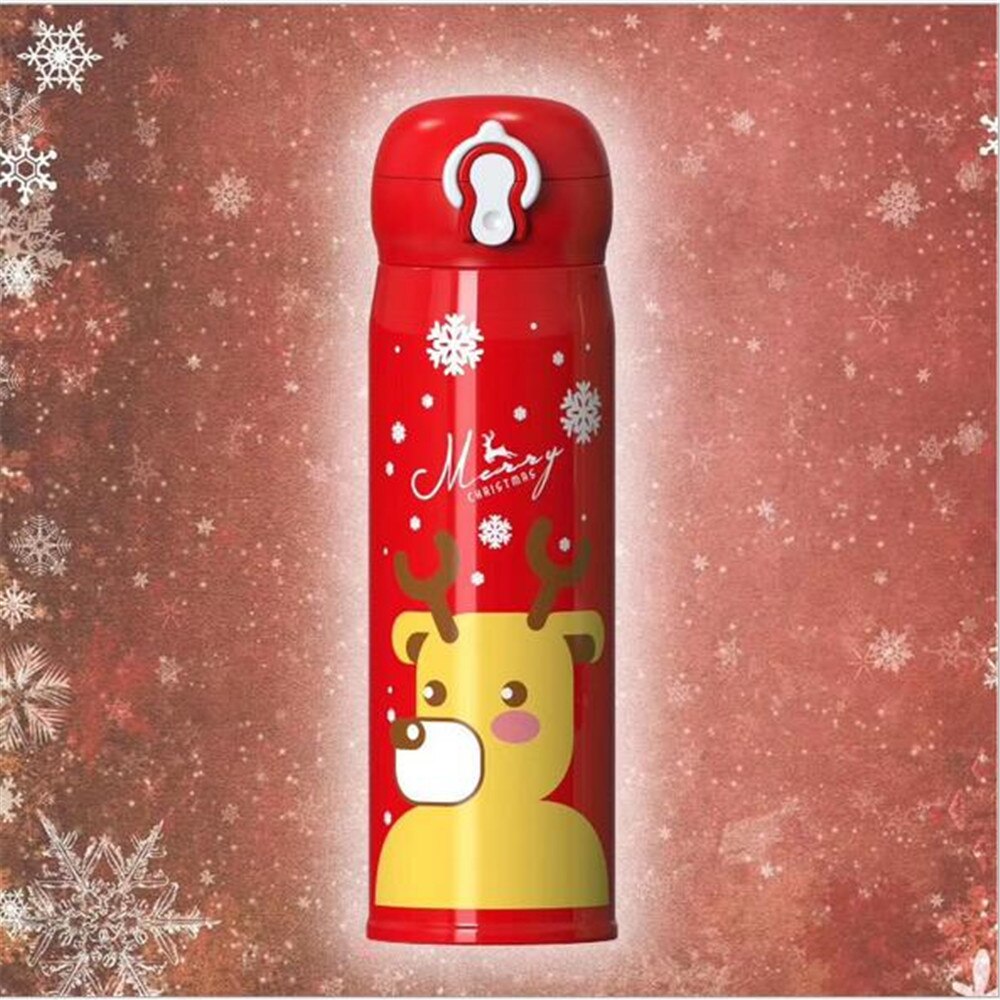 500ml Christmas Cup Cute Vacuum Flask Stainless Steel Mug Student Drinking Cup Year Christmas Portable Girl Lid Cup