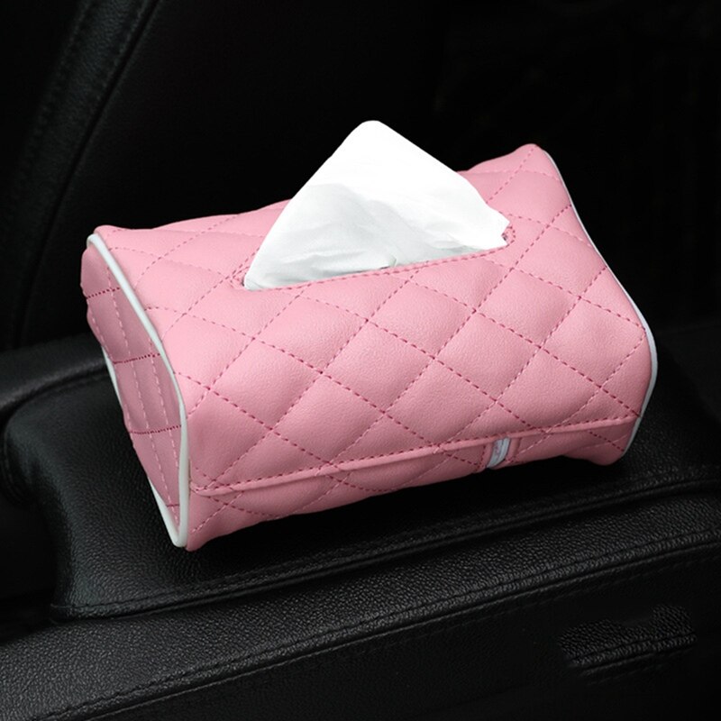 Tissue box pu læderbil tissue box serviettholder solskærm hængende opbevaringsboks til bil bagsæde hængende papirholder: Pk