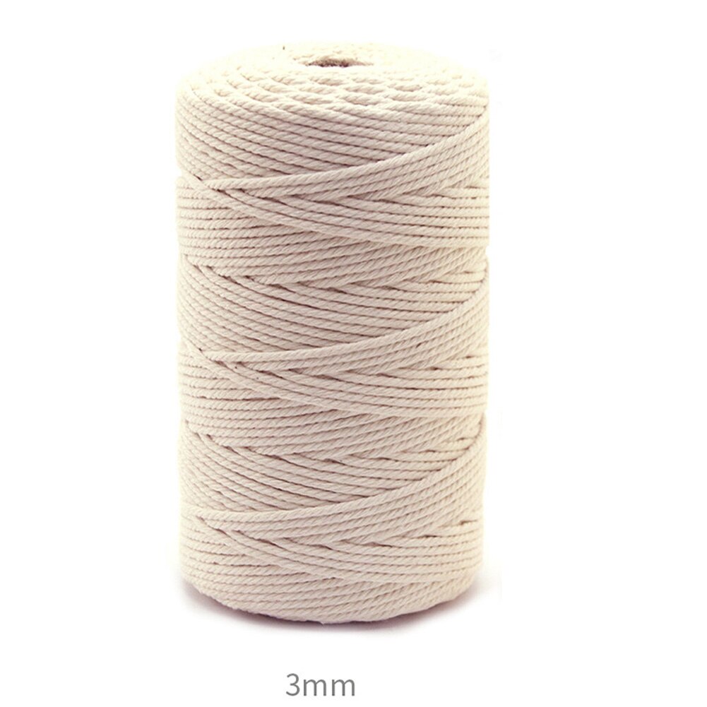 Macrame Cord, 1/2/3/4/5/6/8/10mm Natual Cotton Macrame Rope Twisted Cotton Cord for DIY Craft Making Plant Hangers Wall Hangings: 3mm 50M