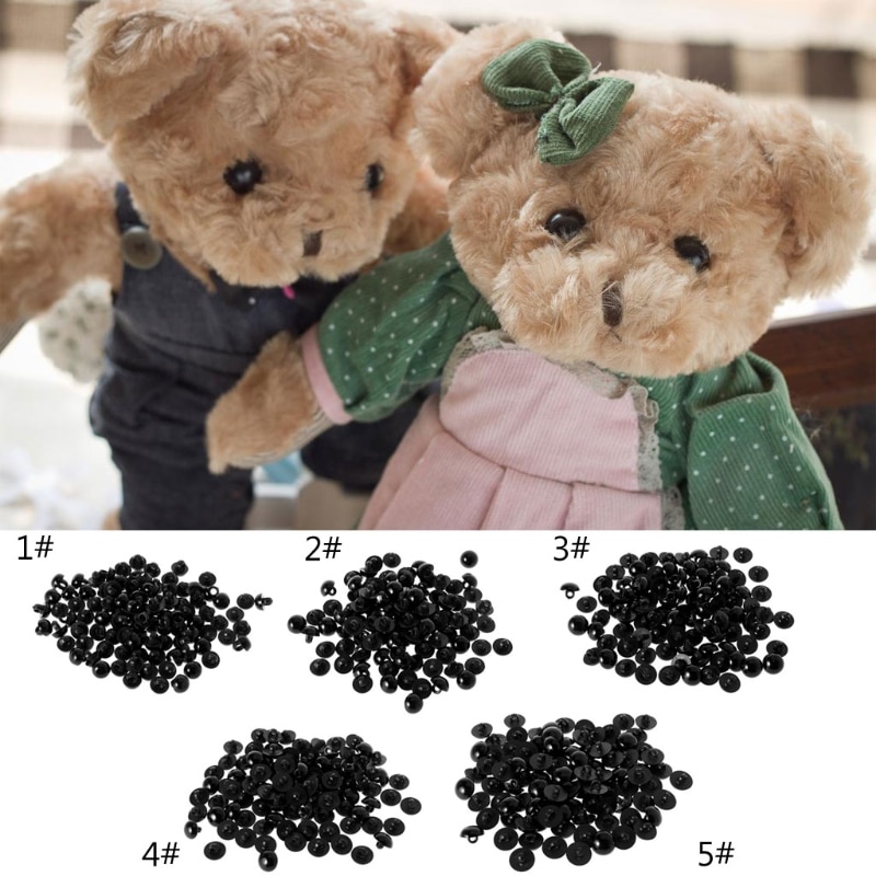 100x Black Shank Button DIY Sewing Eye Shirt Doll DIY Craft 9/10/11.5/12.5/15mm