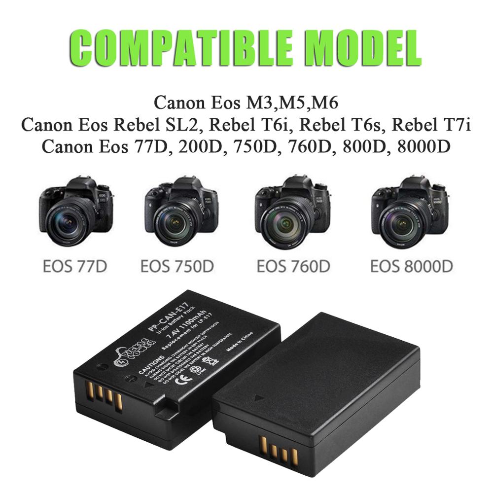 LP-E17 LPE17 Batterij En Led Usb Dual Charger Voor Canon Eos 200D M3 M6 750D 760D T6i T6s 800D 8000D kus X8i