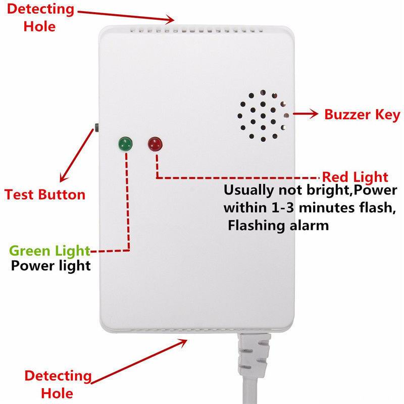 Combustible Gas Detector, Natural Gas Alarm Sensor, Practical Home Safety, Liquefied Petroleum Gas Leak Detector 110-240V