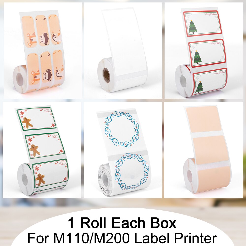 Papel térmico Phomemo para impresora M110/M200, etiquetas para el hogar y la Oficina, Papel adhesivo colorido, Papel adhesivo imprimible cuadrado redondo