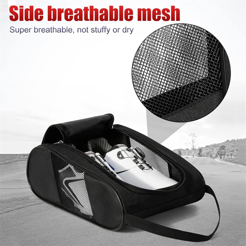 Saco de bota de futebol de pano portátil respirável leve saco de sapato de golfe com zíper saco de transporte de sapato à prova de poeira unisex fácil armazenamento