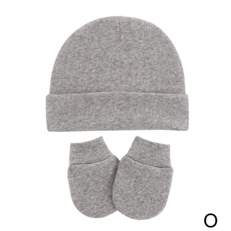 2-piece Set Of Color Hooded Anti-scratch Gloves Hat Beanies Gloves Newborn Cotton Hat And Soft Cotton Winter War A1S3: O