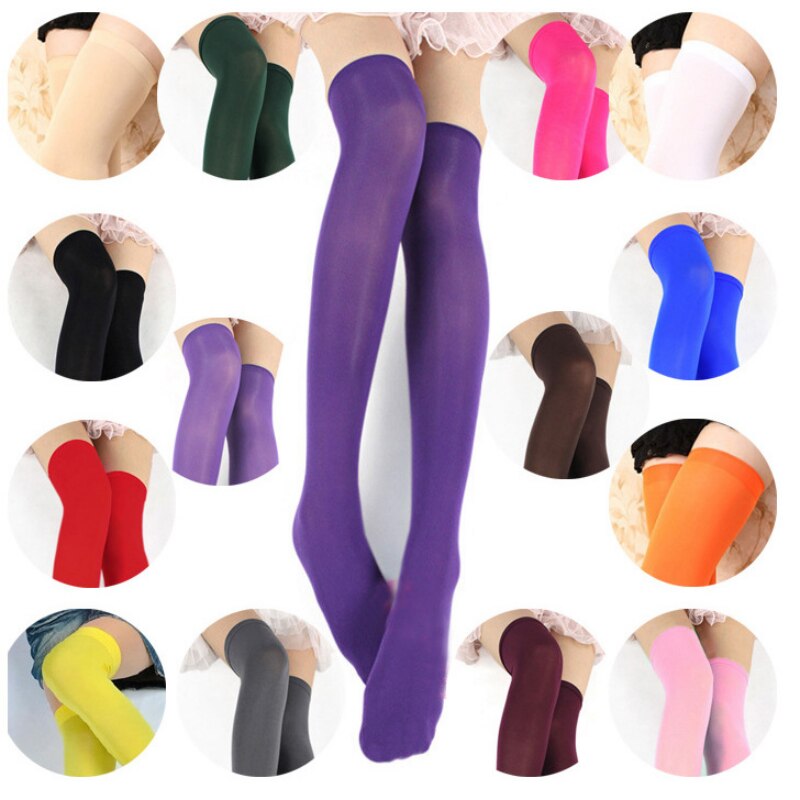 Chaussettes Sexy en coton au dessus du genou, 1 paire, bas haut de cuisse, mince, coloré, noir, gris, blanc, , Long, directe