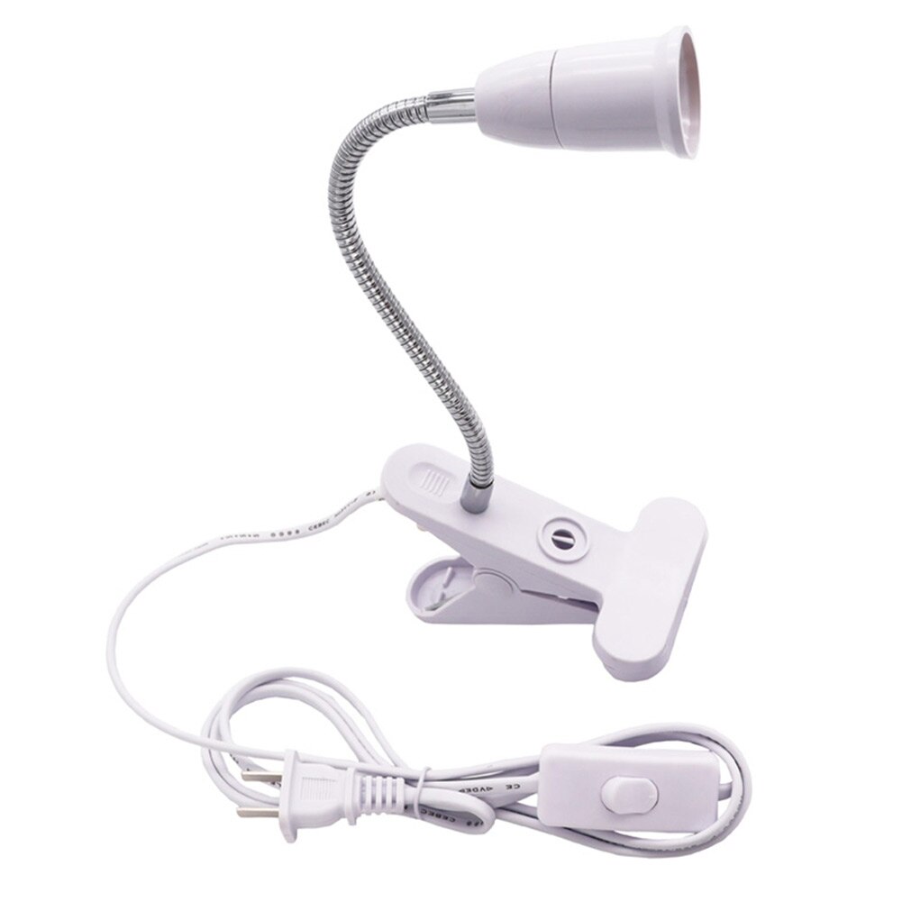 E27 Screw Clamp Table Lamp Holder Fixture Lampholder With On/Off Switch White UK Plug Light Base Stand Bulb Socket 12-265V