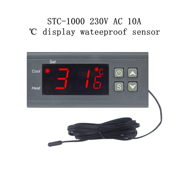 STC 1000 Digital Temperature Controller Two Relay Output LED Thermostat Incubator 110V 220V 10A with Heater and Cooler: STC-1000 AC 230V