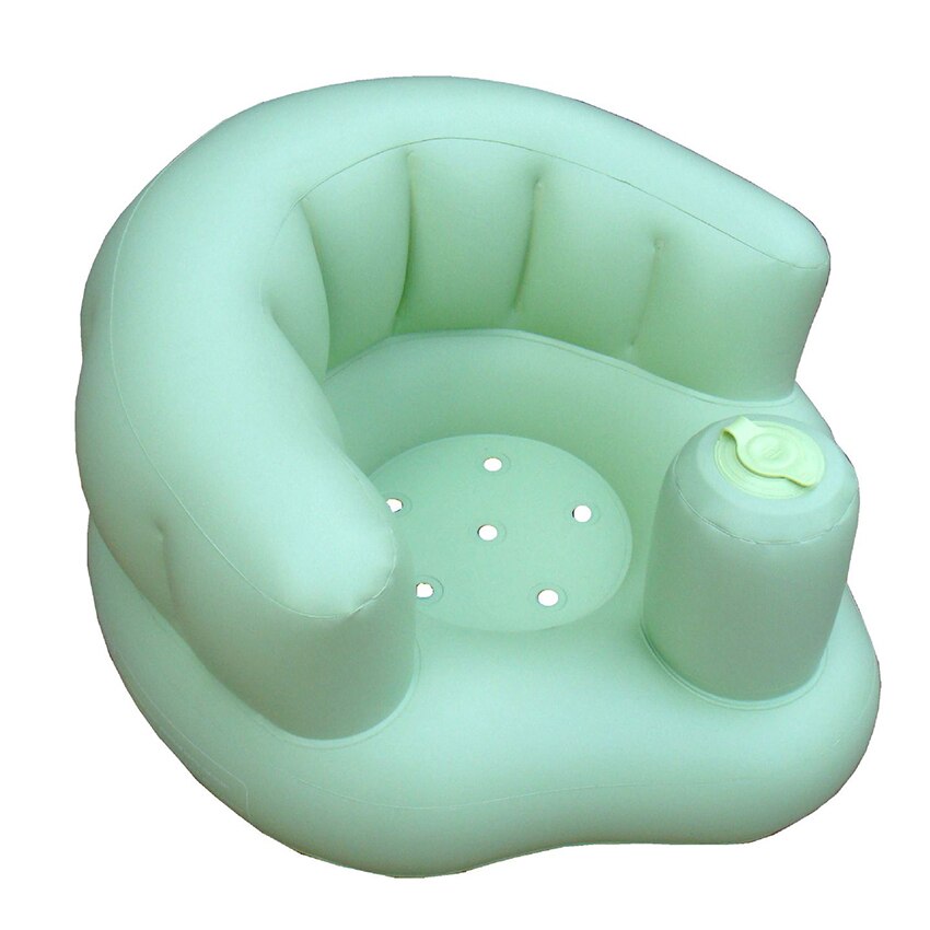 Børn oppustelig stol pvc baby badestol afføring multifunktionelle børnestole oppustelig sofa børn spisestol træningsskammel: Grøn