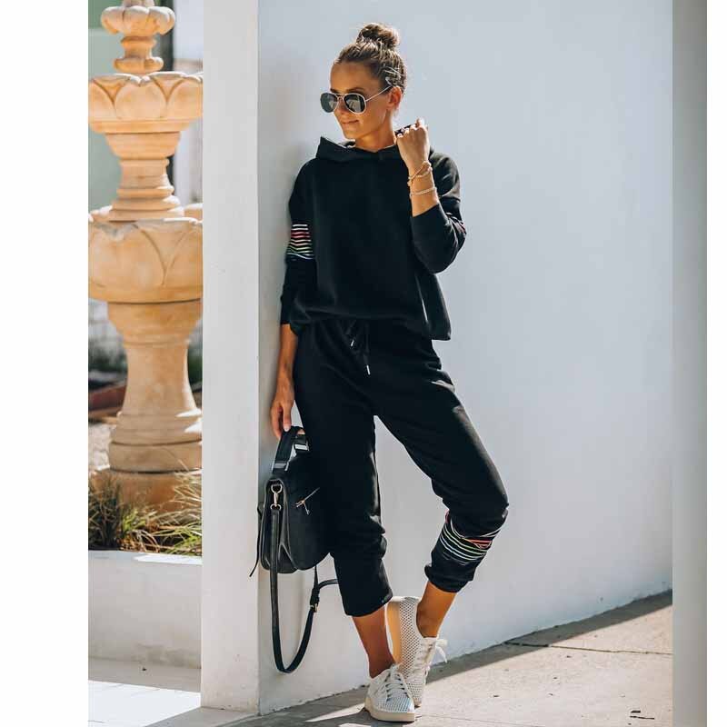 Costume de sport pour femme, ensemble de survêtement 2 pièces + pantalon, sweat-shirt, collection automne-hiver pull à capuche, garde au: XXXL
