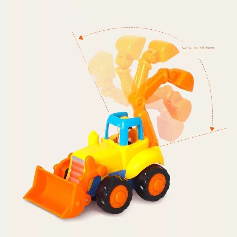 Tegneseriefrifriktionsdrevne legekøretøjer til småbørn 4 -pack, dumper, cementblander, bulldozer, traktor, legetøjsvogne, småbørnslegetøj