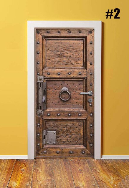 Autocollant pour rénovation rétro de porte en PVC, bricolage rétro, autocollant imperméable pour porte d'entrée, décoration de maison, décalque d'image imprimée: Door XRK1596-02 / 77x200cm