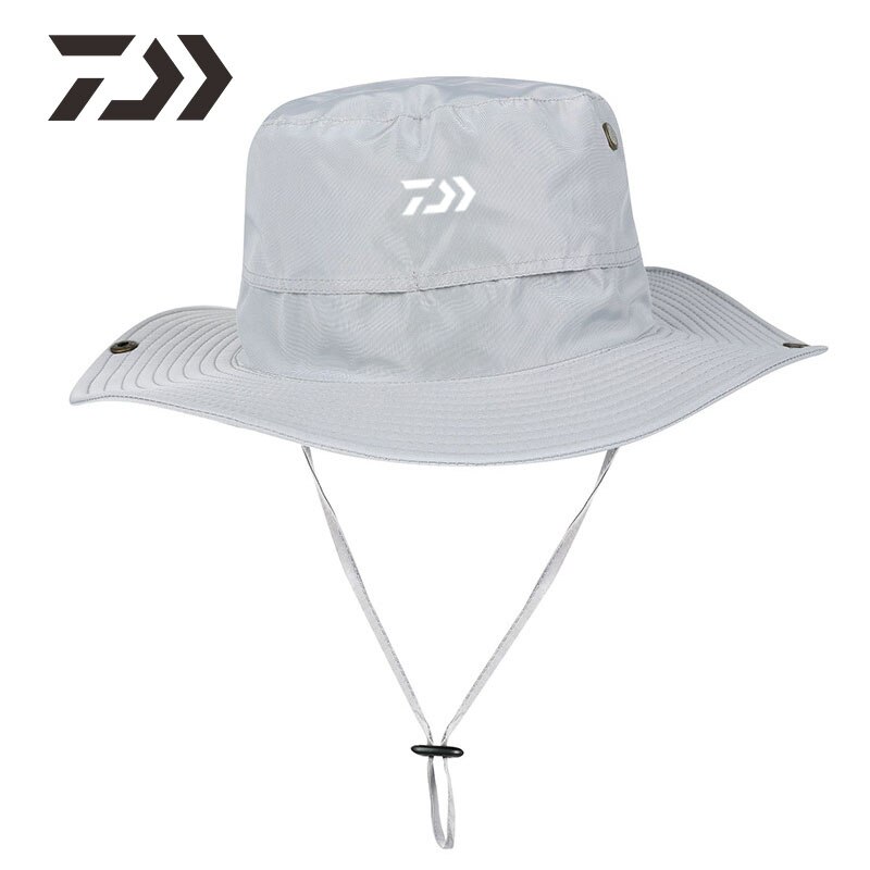 Daiwa Unisex Fishing Caps Bucket Hat Outdoor Uv Protection Adjustable Breathable Fishing Hats Solid Wide Brim Cap: Gray