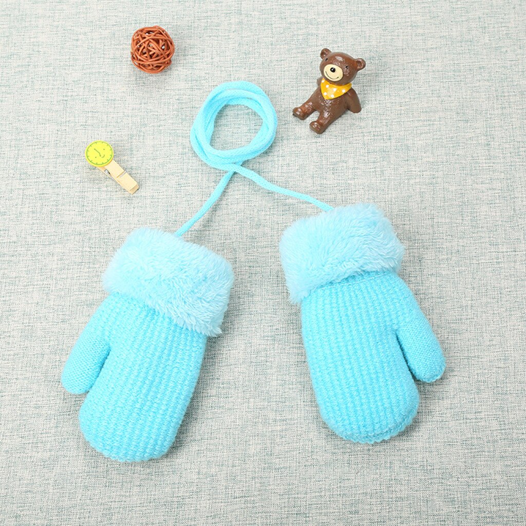 Arloneet Winter Warm Baby Handschoenen Dikker Breien Wanten Baby Leuke Stiksels Meisjes Jongens Van Winter Warm Bandjes Handschoenen CJ10: BU
