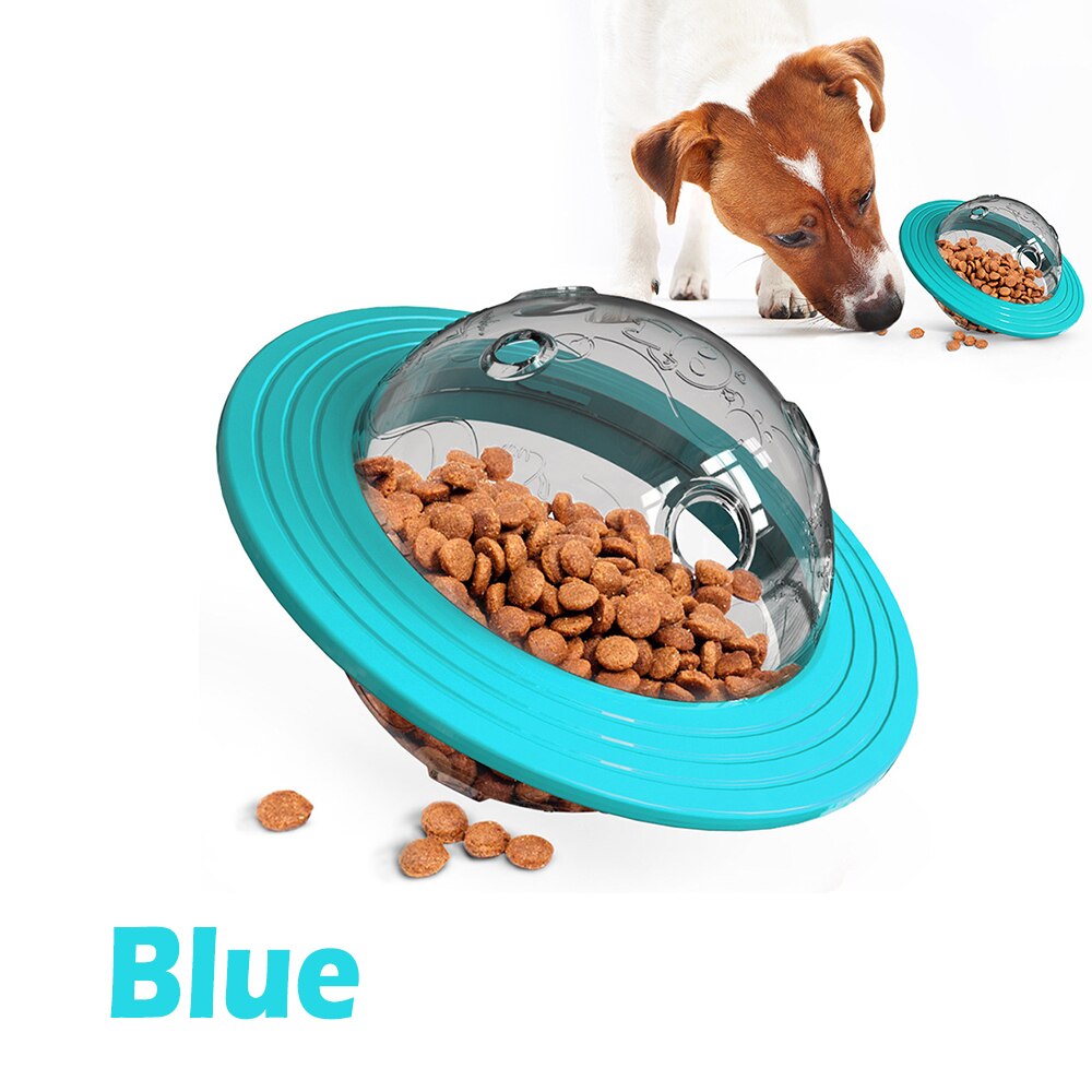 Interactive Dog Toys for Large Small Dogs Education Toy Durable Educational Smart Toys for Dog Training Feeding Turntable Toy: UFO Blue