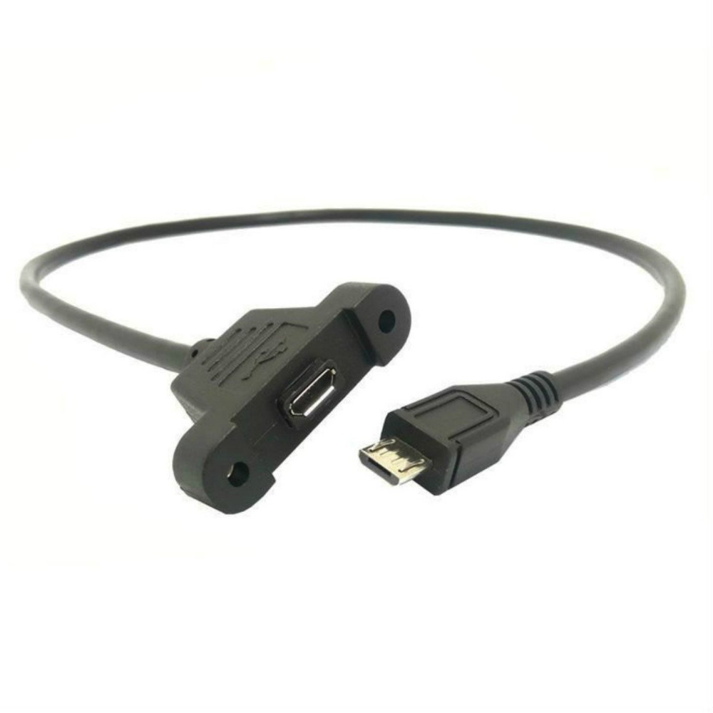 USB Panel Flush Mount Cable,Micro USB Male to Micro USB Female Extension Panel Mount Type Cable with Screws