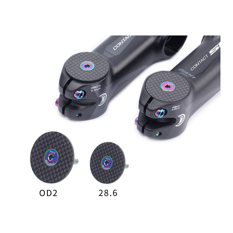 Carbon Fiber 28.6mm Stem Cap 31.8mm OD2 Stem Cap & TC4 Titanium Alloy Screw For Mountain Road Bike Bicycle Cycling Headset