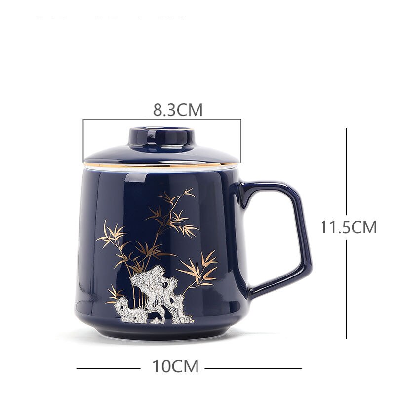 Kaffekrus keramisk te kop te adskillelse stor kapacitet filter med dæksel guofeng krus hjem par personlig kontor kop boks: 400ml 2