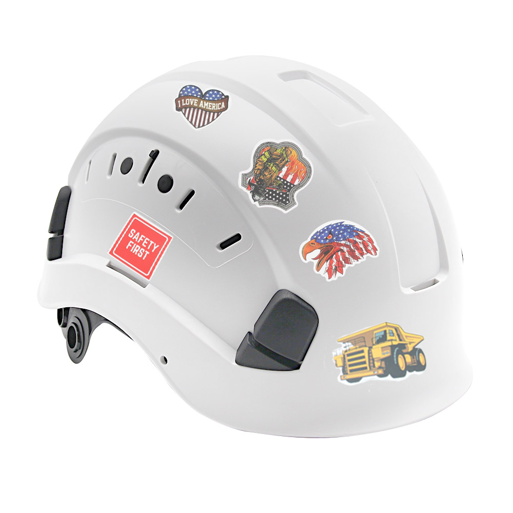 Safety Helmet with 50Pcs Stickers ABS Construction Hard Hat Goggles Climbing Riding Protective Helmets Working Rescue Work Cap
