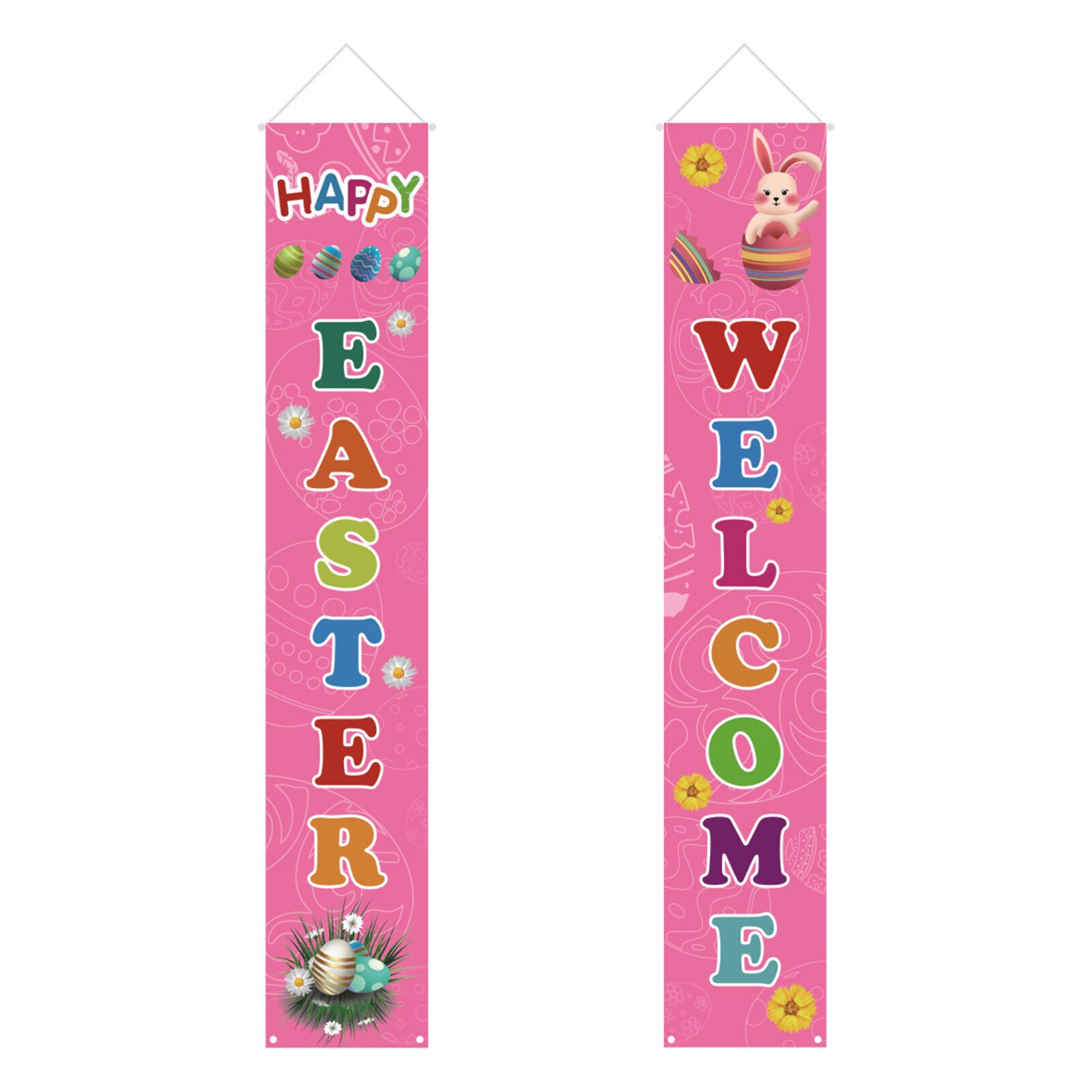 Easter Poster Flag Home Walls Spring Outdoor Indoor Couplet Decoration Festival Supplies Polyester Cloth Porch Sign: Multicolor A4