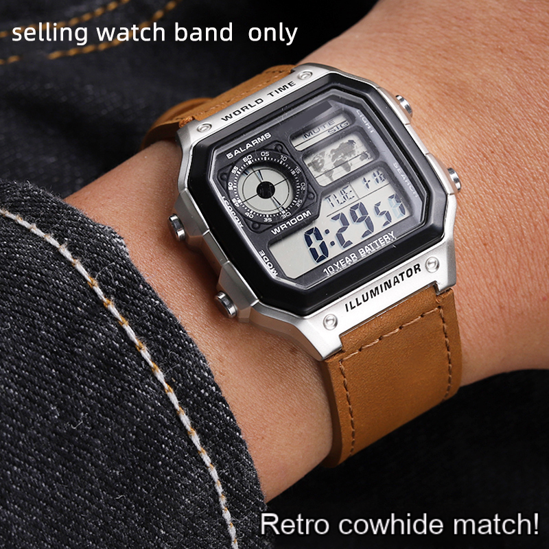 Für Casio Lederarmband AE-1200/1100/SGW-300/W218H Serie modifiziertes retro-Lederarmband