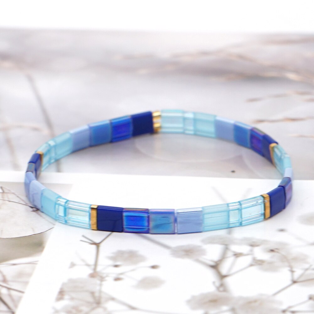 Go2boho pulseira feminina miyuki tila frisado pulseiras elásticas de vidro moda verão praia pulsera boho contas jóias 2020 feito à mão