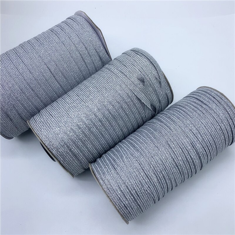 3 Mm 6 Mm 10 Mm 5 Yards/Lot Golden/Silver Naaien Elastische Lint Elastische Spandex Band Trim naaien Stof Diy Kledingstuk Accessoires: Silver / 6mm 5yards