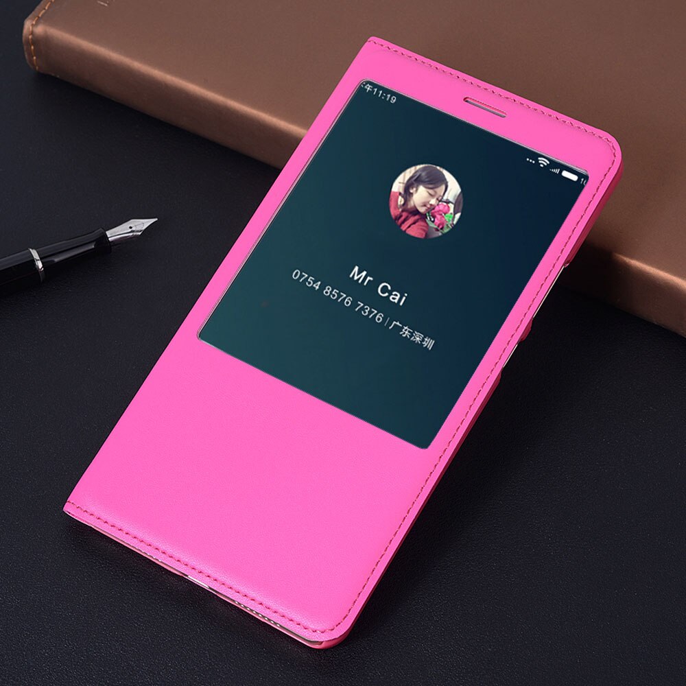 Magnetica del cuoio Smart View Copertura di Caso di Vibrazione Per Xiaomi Mi Max 1 2 3 Mimax Pro Mimax2 Mimax3 Max2 Max3 xiomi Xaomi Cassa Del Telefono: Mi Max Pro / Rose Red