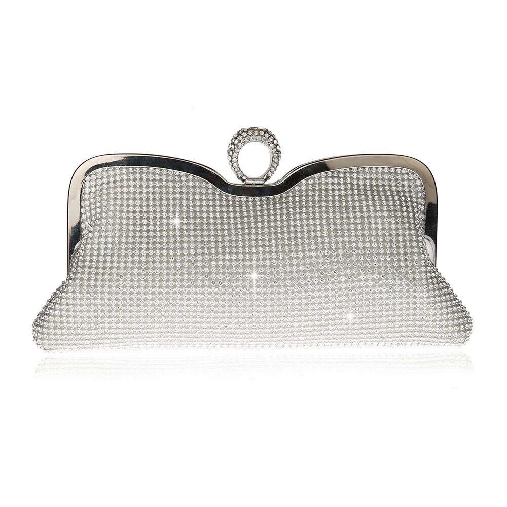 Vintage Kralen Avondtasje Geborduurde Tas Diamant Lovertjes Clutch Bruid Tas: Zilver