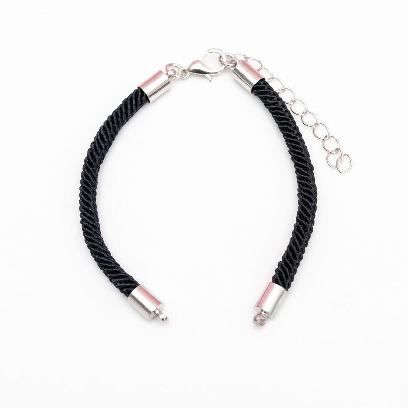 5 stk/parti 3mm svart rødt tau tilbehør justerbar lenke kjede for gjør-det-selv-koblinger sjarm armbånd smykkefremstilling: Svart og hvit k -2