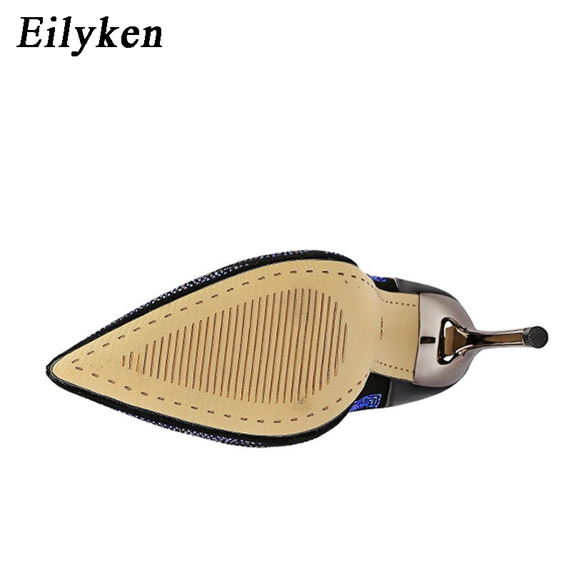 EilyKne-Botines finos de tacón alto para mujer, botas femeninas de tacón fino, brillantes, de punta estrecha con diamantes de imitación, con cremallera, para club nocturno, para invierno,