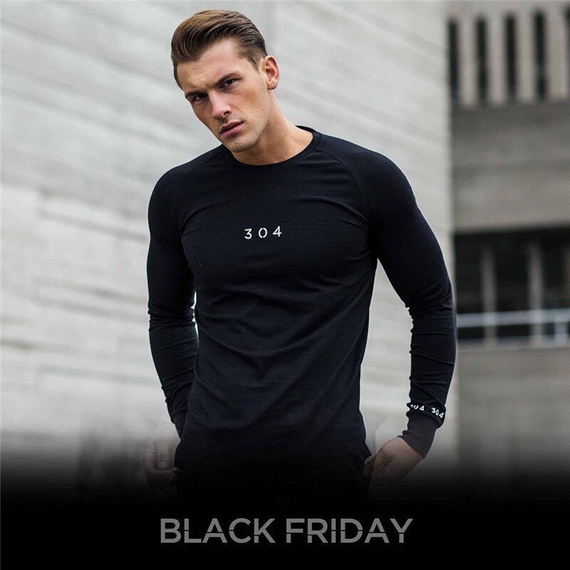 O-collar Running T-shirts Men Quick Dry Fitness Tight Top Long Sleeve Gym Compression Sport Clothing Men's Sportswear