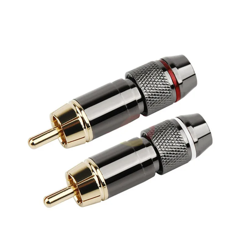 RCA Connector Consumer Electronics RCA Plug Male Audio Jack Gold Plated Copper Screw Lock For Soldering Video Cable Metal Alloy: Bundle 1
