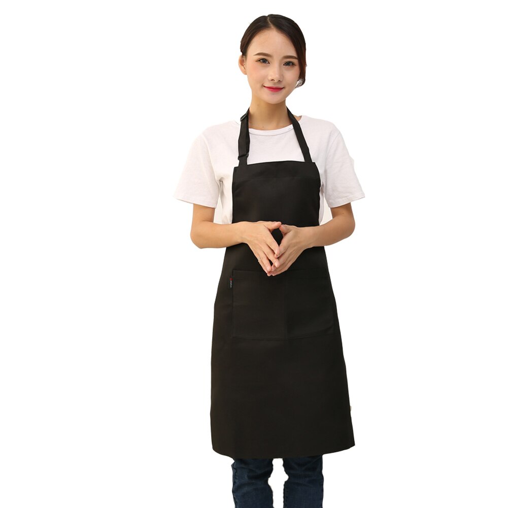 Hanging Neck Adjustable Apron Men Women Canteen Restaurant Home Kitchen Cooking Uniform TT@88: Black