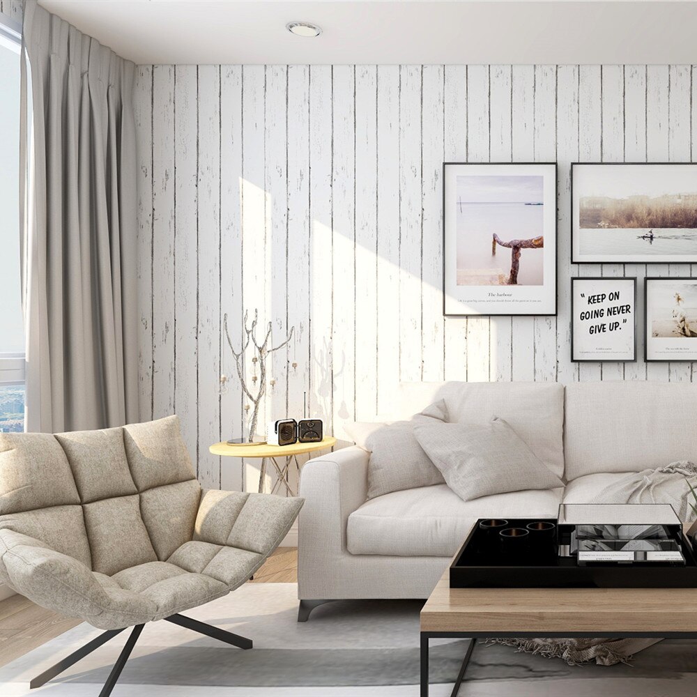 LUCKYYJ-papel tapiz autoadhesivo de vinilo para decoración de pared del hogar, papel tapiz extraíble de madera blanca para dormitorio infantil