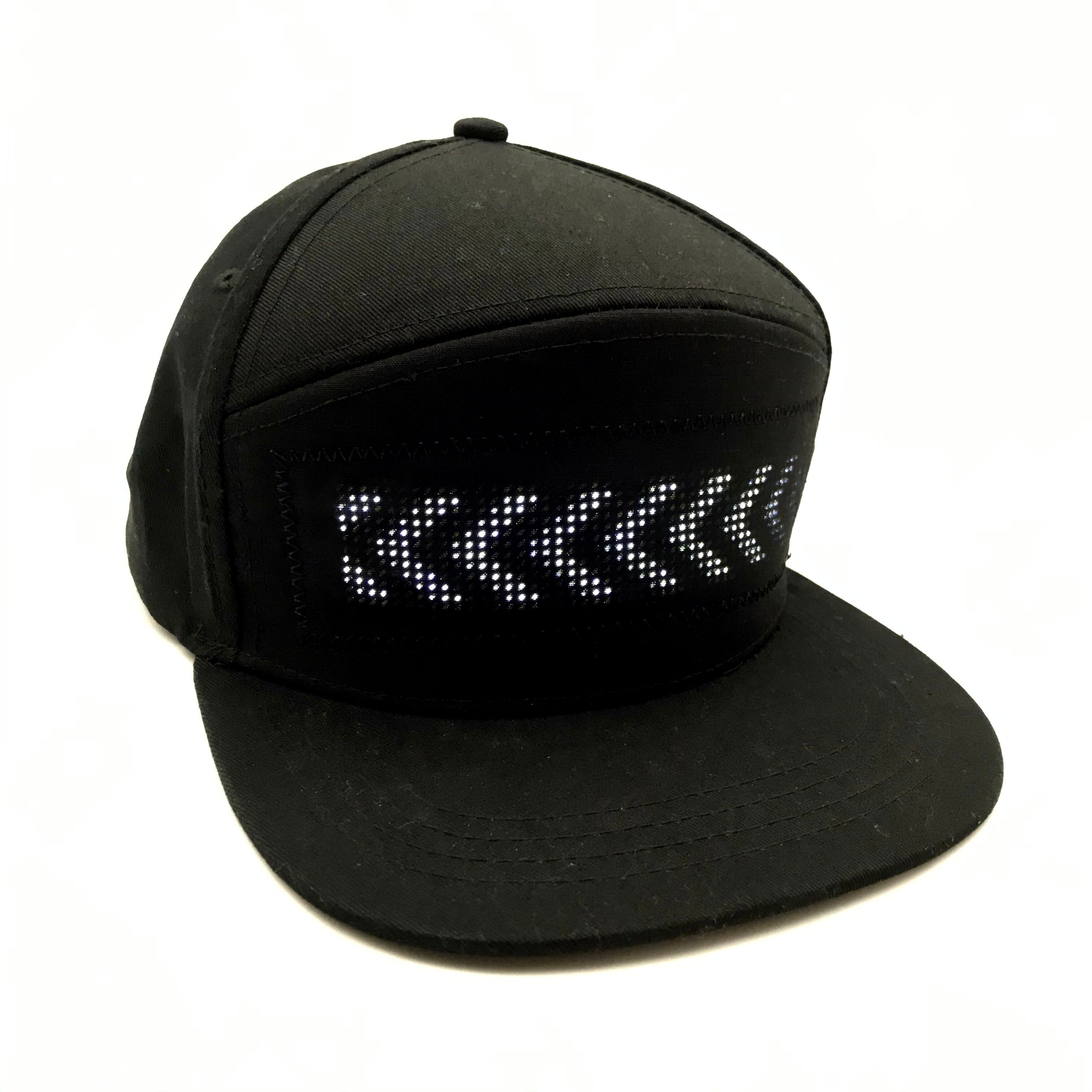LED Cap, LED Display Screen Smart Hat Bluetooth Adjustable Cool Hat for Party Club: White