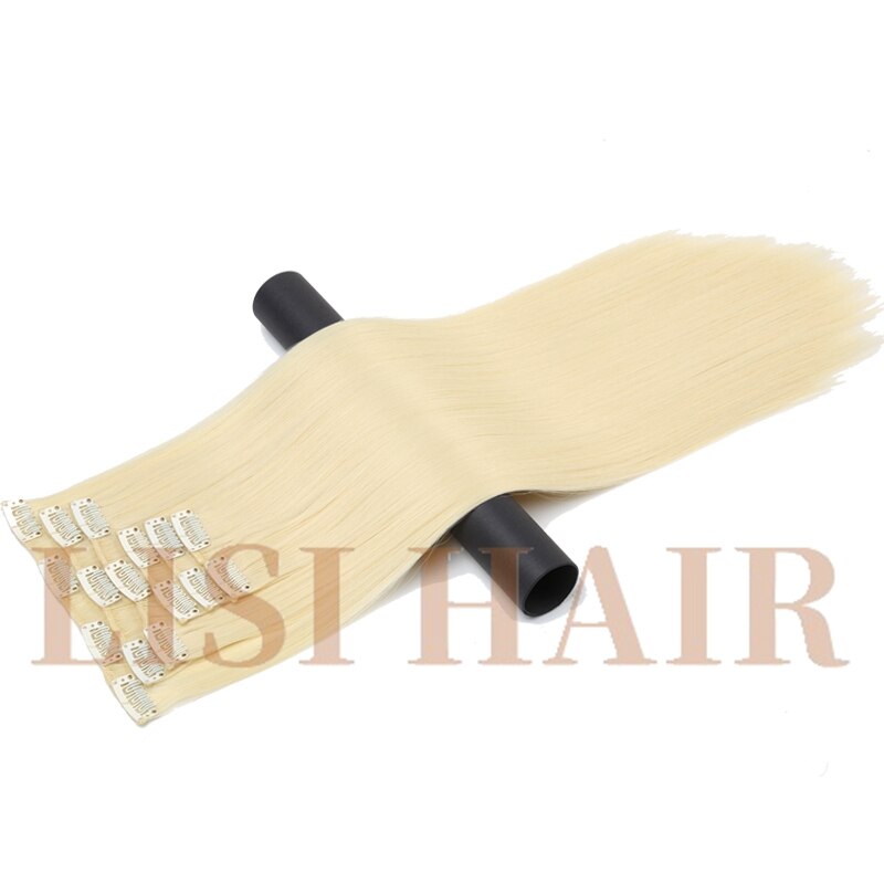 LISI HAIR 55cm Long 16 Clip in Hair Extension Straight Hairpiece Synthetic Hair For Women 140g High Temperature Fiber: 613