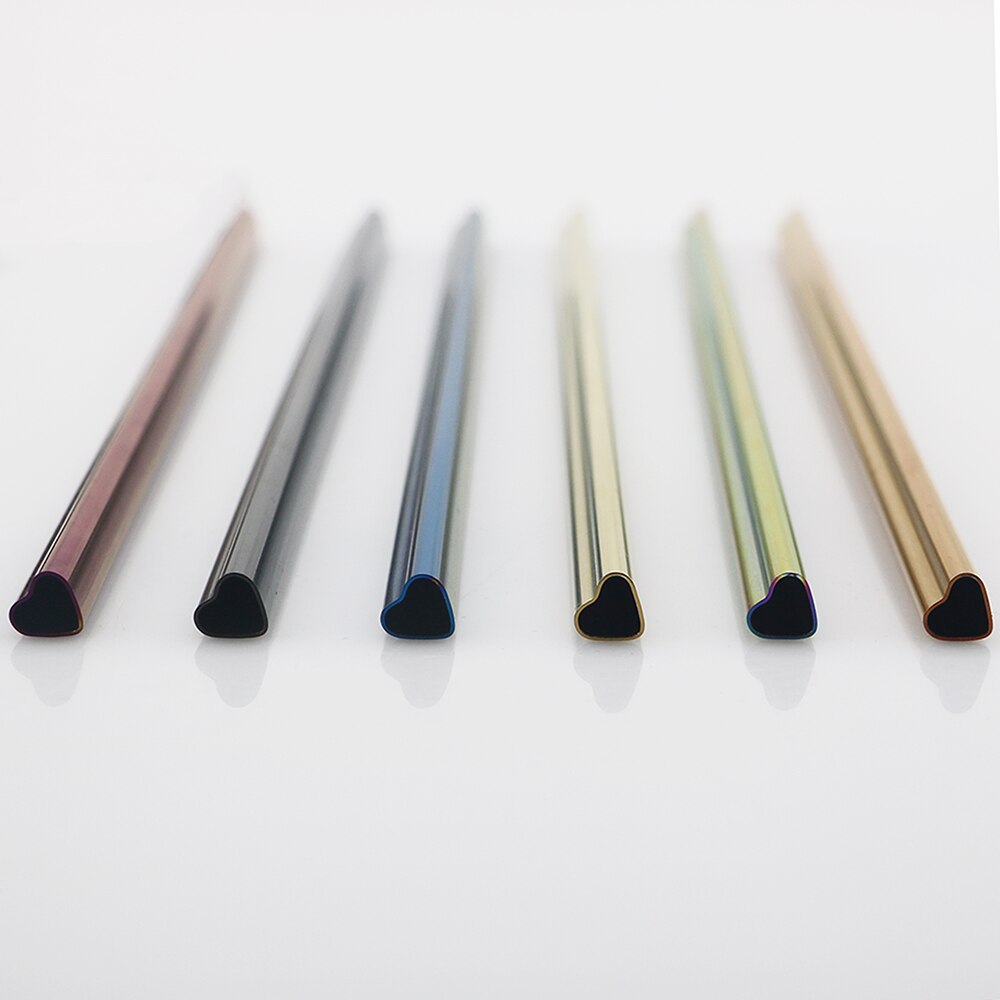 2/4Pc Reusable Love Shape Drinking Straws Set Wedding Decoration Metal Straw Stainless Steel Straw Straight Straw Birthday Party