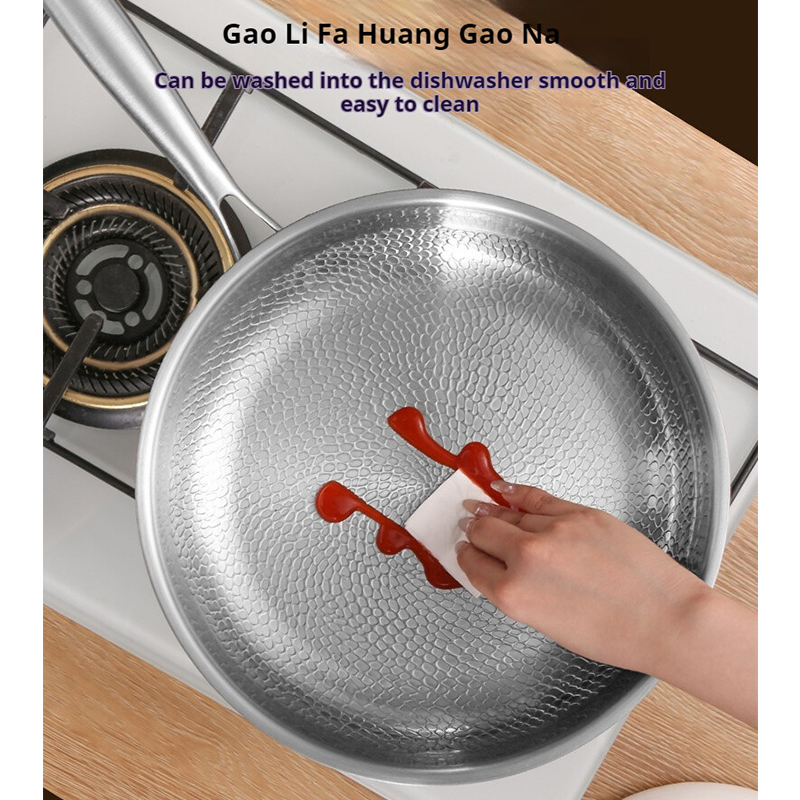 German Pure Titanium Kitchen Pans 26/28/30cm Non-stick Frying Pan Uncoated Fish Scale Hammer Pattern Steak Kitchen Cookware