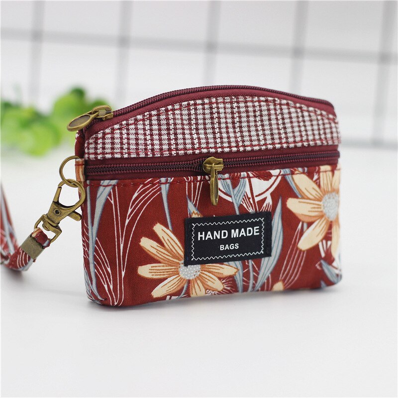 Frauen baumwolle Blumen- druck geldbörse weiblichen kurzen brieftasche kleine geld tasche tasche bolsa carteira feminina bolso für mädchen