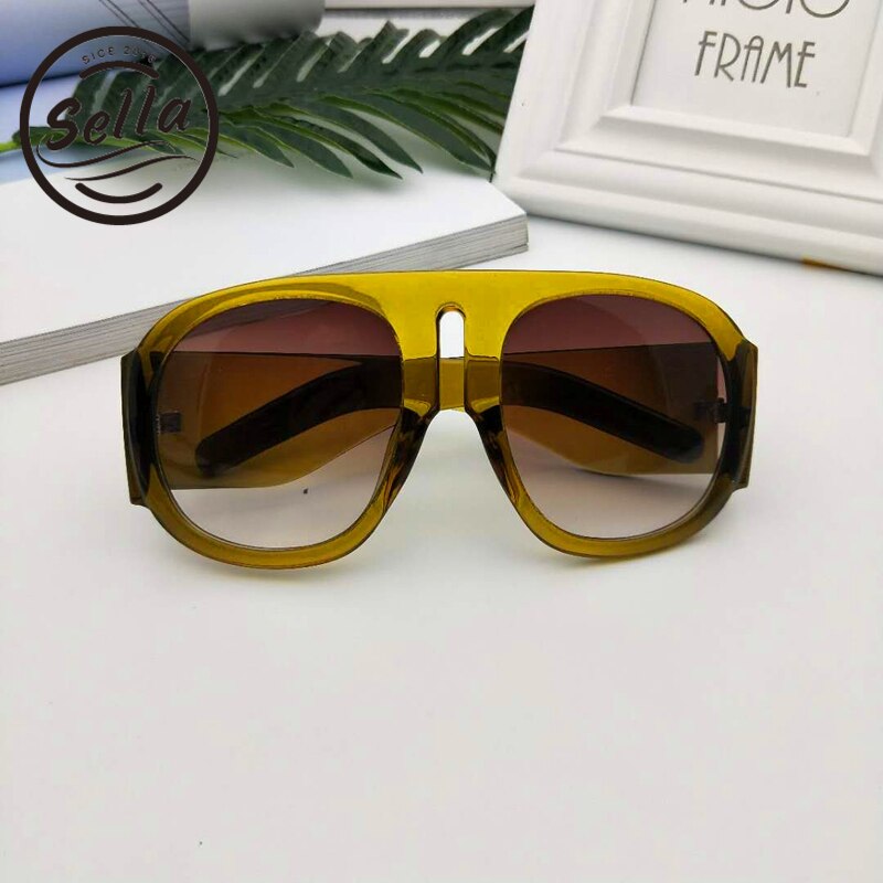 Sella Men Women Oversized Round Sunglasses Brand Unique Popular Gradient Lens Glasses Eyewear Frame UV400