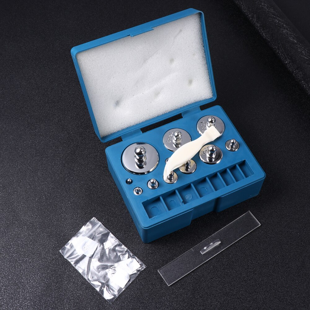 500 Grams Plating Steel Calibration Scale Weight Kit Calibration Weights with Tweezers for Digital Balance Scale - 10mg-200g