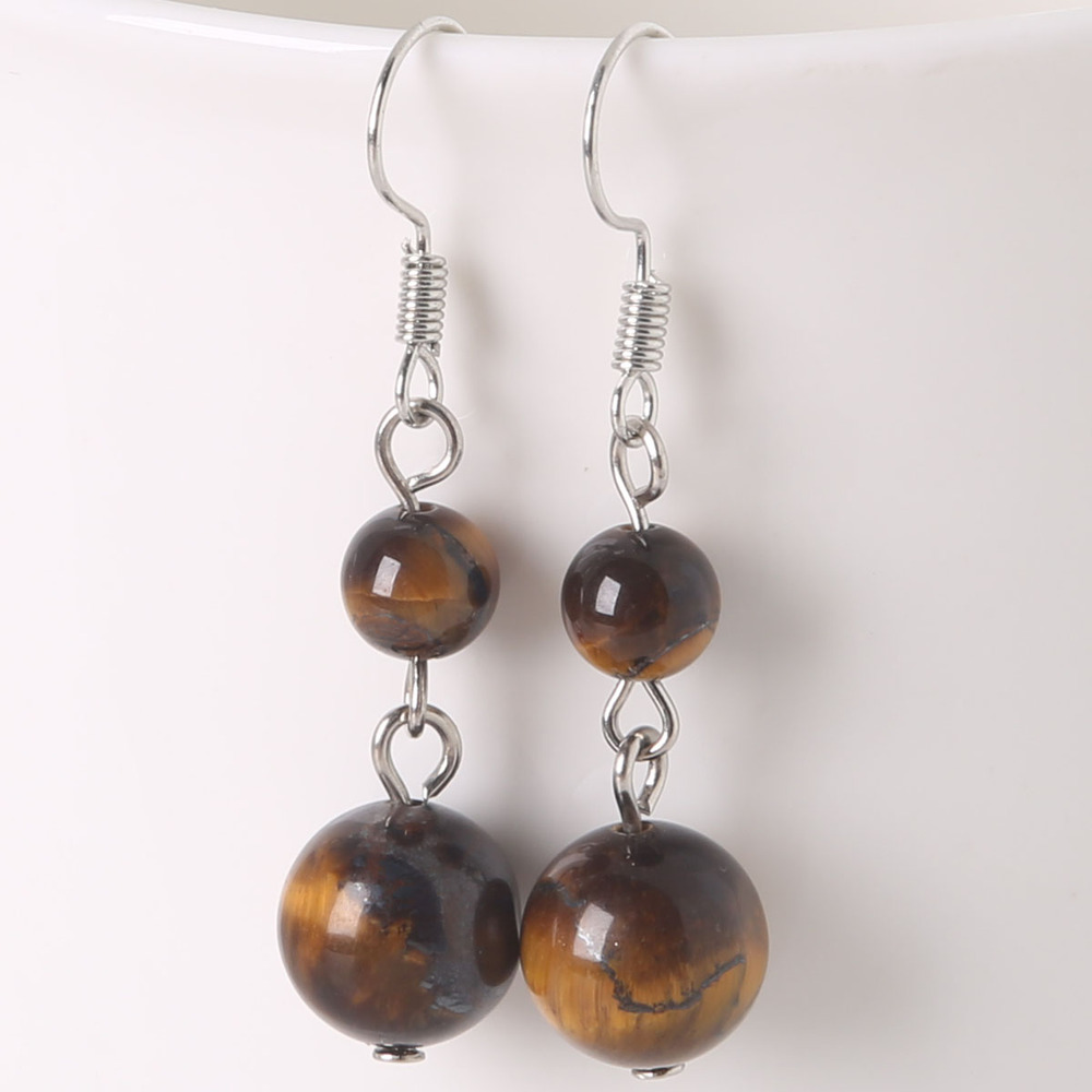 Earrings for girl Natural Stone Beads Dangle Long Lady Earrings for Jewelry Making Women DIY Charms Ear crafts: Tiger Eye