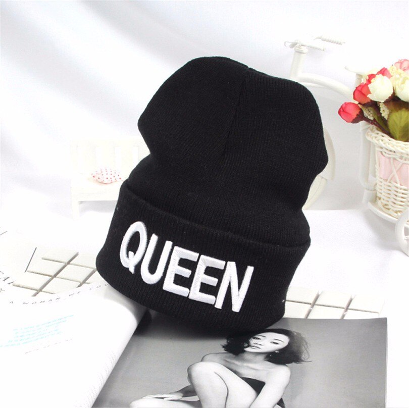 Bonnet en tricot pour couple, élastique, roi, reine, Bonnet de sport, pour hommes et femmes, hiver et automne: Queen